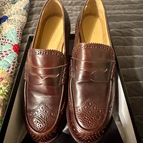 Office of Angela Scott Ms Charlotte Bordeaux Leather Penny Loafers size 9/39.5 - Picture 1 of 5
